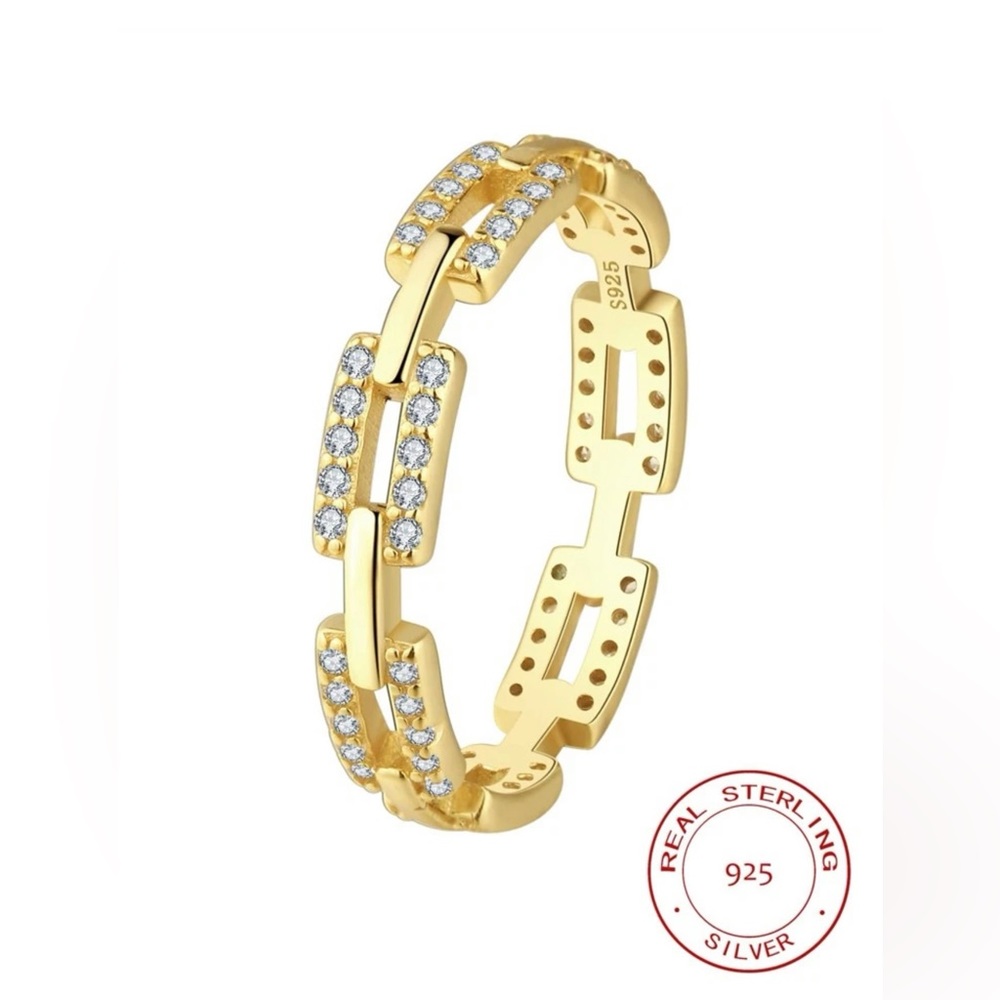 S925 Sterling Silver Style Chain Ring Size 7